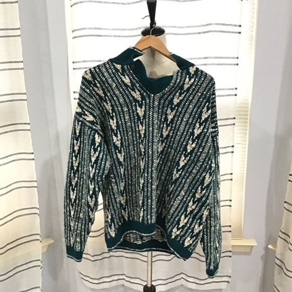 VTG Metropolitan View Men Sweater Linen Cotton Aztec Geometric Pullover Grunge - Picture 1 of 8